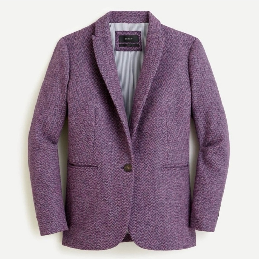 J. Crew Women's Parke Blazer, Purple Herringbone, 100% wool